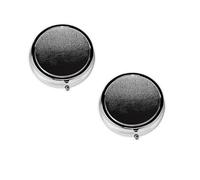 Pilulier rond portable avec imprimé pailleté noir et blanc - Organiseur de pilules rond élégant pour compartiments de voyage Cadeau pour la gestion des médicaments