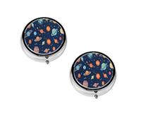 Pilulier rond portable avec motif constellation, amas d'étoiles, galaxies - Organiseur de pilules rond élégant pour compartiments de voyage, cadeau pour la gestion des médicaments