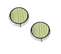 Pilulier rond portable classique à rayures vertes - Organiseur de pilules rond élégant pour compartiments de voyage Cadeau pour la gestion des médicaments