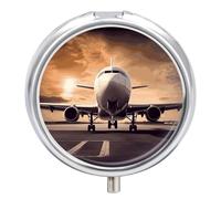 Pilulier rond portable en forme d'avion - Étanche - Pour poche et sac à main - Pratique au quotidien