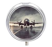 Pilulier rond portable en forme d'avion, petit pilulier de voyage étanche pour poche, sac à main et commodité quotidienne