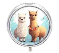 Pilulier rond portable en forme de lama et alpaga - Étanche - Pour poche et sac à main - Pratique au quotidien