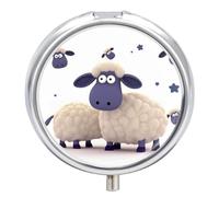 Pilulier rond portable en forme de mouton - Étanche - Pour poche et sac à main - Pratique au quotidien