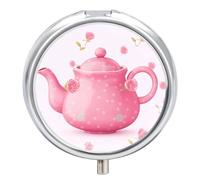 Pilulier rond portable en forme de théière - Étanche - Pour poche et sac à main - Pratique au quotidien