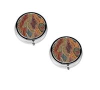 Pilulier rond portable en tissu africain patchwork - Organiseur de pilules rond élégant pour les compartiments de voyage, cadeau pour la gestion des médicaments