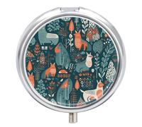 Pilulier rond portable et portable en forme d'animaux scandinaves - Boîte à pilules de voyage étanche - Organiseur pour poche, sac à main et commodité quotidienne