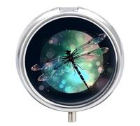 Pilulier rond portable et portable en forme de libellule - Pour voyage, poche et commodité quotidienne