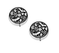 Pilulier rond portable imprimé chauve-souris - Organiseur de pilules rond élégant pour compartiments de voyage, cadeau pour la gestion des médicaments