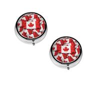Pilulier rond portable imprimé drapeau canadien - Pilulier rond élégant pour compartiments de voyage, cadeau pour la gestion des médicaments