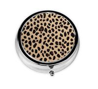 Pilulier rond portable imprimé léopard jaune - Organiseur de pilules rond élégant pour compartiments de voyage Cadeau pour la gestion des médicaments