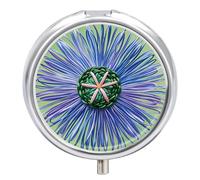 Pilulier rond portable, magnifiquement moderne, fils de soie trèfle, imprimé filigrane, organisateur de médicaments de voyage, 3 compartiments avec miroir