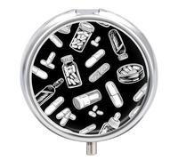 Pilulier rond portable pour bouteilles et plâtre, petit pilulier de voyage étanche pour poche sac à main et commodité quotidienne