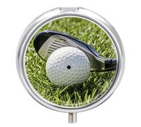 Pilulier rond pour balle de golf - 3 compartiments - Portable - Pour voyage - Mini récipient compact pour médicaments - Distributeur de vitamines