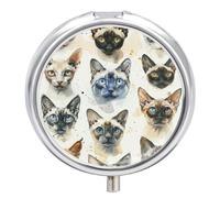 Pilulier rond pour diverses races de chats - Boîte à pilules portable pour médicaments et vitamines - Organiseur pour sac à main