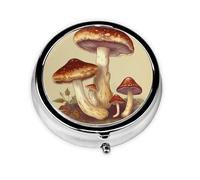 Pilulier rond pour sac à main ou poche - 2 compartiments - Petit pilulier portable - Vintage - Comestible - Pilulier de voyage - Médicaments de voyage - Vitamine - Morue - Huile de foie
