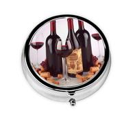 Pilulier rond pour sac à main ou poche - 2 compartiments - Pilulier portable - Petit pilulier portable pour vin rouge - Pilulier de voyage pour médicaments, vitamines, morue, huile de foie