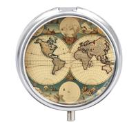 Pilulier rond rétro avec miroir 3 compartiments pour voyage, utilisation en plein air, joli petit pilulier pour poche ou sac à main