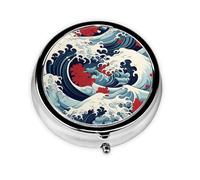 Pilulier rond rétro japonais avec 3 compartiments, mini pilulier en métal pour sac à main ou poche, léger et portable pour un usage quotidien, cadeau, voyage