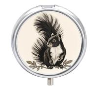 Pilulier rond Skunk à 3 compartiments avec miroir - Petit pilulier de voyage - Joli organisateur de vitamines - Portable - Pour le quotidien - Pour poche et sac à main