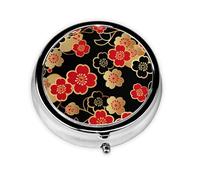 Pilulier rond traditionnel japonais avec 3 compartiments, mini pilulier en métal pour sac à main ou poche, léger et portable pour un usage quotidien, cadeau, voyage