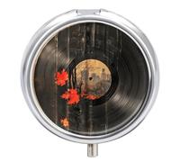 Pilulier rond vintage en forme de disque vinyle avec miroir, 3 compartiments pour voyage, utilisation en extérieur, joli petit pilulier pour poche ou sac à main
