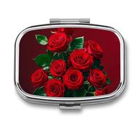 Pilulier rouge et roses mignon - Pilulier pour médicaments - Pilulier quotidien - Petite boîte à pilules pour sac à main