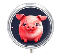 Pilulier rouge mignon en forme de cochon - Pilulier hebdomadaire - Petit pilulier pour sac à main