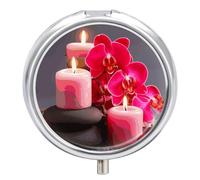 Pilulier rouge orchidée à 3 compartiments - Petit pilulier de voyage étanche pour poche ou sac à main - Mini pilulier portable pour médicaments et vitamines