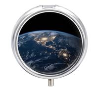 Pilulier Round Earth from The Space - 3 compartiments - Portable - Voyage - Mini boîte à médicaments compacte pour le quotidien - Distributeur de supplément de vitamines