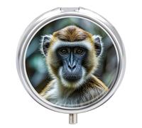 Pilulier Round The Silent Monkey - 3 compartiments - Portable - Voyage - Mini boîte à médicaments compacte pour le quotidien - Distributeur de supplément de vitamines