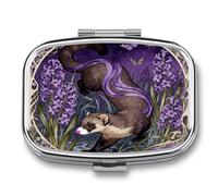 Pilulier Sable Hyacinth avec miroir, 2 compartiments, étanche, pour sac à main ou poche, avec poignée antidérapante, organisateur de voyage pour compléments alimentaires (vitamines, huile de poisson,