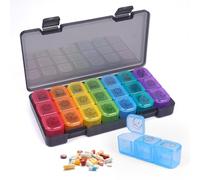 Pilulier Semaine Matin Midi Soir, Grande Capacité 21 cadres Semainier Sédicaments, Couleur Arc-en-ciel Semainier Médicaments, Compartimenté Ilulier Semainier, Pilulier Huile de Poisson Vitamines