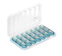 Pilulier Semainier 7 Jours, 3 Compartiments par Jour (Matin, Midi, Soir) - Grands Casiers Séparés pour Médicaments, Vitamines, Huile de Poisson - Portable, Étanche et Transparent Bleu