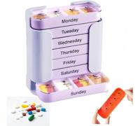 Pilulier Semainier 7 Jours, Compartiments Grand Format Matin Midi Soir Nuit, Organisation Simplifiée des Médicaments, Idéal pour Voyage, Maison de Retraite et Utilisation Quotidienne (violet,1pc)