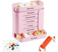 Pilulier Semainier 7 Jours, Compartiments Grand Format Matin Midi Soir Nuit, Organisation Simplifiée des Médicaments, Idéal pour Voyage, Maison de Retraite et Utilisation Quotidienne (Rose,1pc)