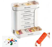 Pilulier Semainier 7 Jours, Compartiments Grand Format Matin Midi Soir Nuit, Organisation Simplifiée des Médicaments, Idéal pour Voyage, Maison de Retraite et Utilisation Quotidienne (Blanc,1pc)