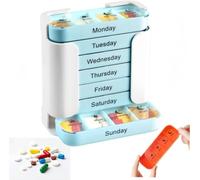 Pilulier Semainier 7 Jours, Compartiments Grand Format Matin Midi Soir Nuit, Organisation Simplifiée des Médicaments, Idéal pour Voyage, Maison de Retraite et Utilisation Quotidienne (bleu ciel,1pc)