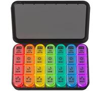 Pilulier Semainier 7 Jours Matin Midi Soir, 28 Compartiments Grande Capacité, Boîte à Médicaments Rangement, Pilulier Voyage Multicolore