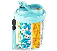 Pilulier Semainier 7 Jours,Pillulier Avec 7 Grands Compartiments,Pilulier Voyage Compartiments Avec De Grands Espaces SéParéS,Design Anti-MéLange Et Large Ouverture, Comprend 20 Autocollants（Bleu）