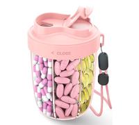 Pilulier Semainier 7 Jours,Pillulier Avec 7 Grands Compartiments,Pilulier Voyage Compartiments Avec De Grands Espaces SéParéS,Design Anti-MéLange Et Large Ouverture, Comprend 20 Autocollants（Rose）