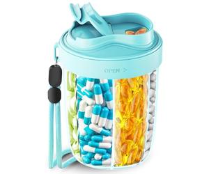 Pilulier Semainier 7 Jours,Pillulier Avec 7 Grands Compartiments,Pilulier Voyage Compartiments Avec De Grands Espaces SéParéS,Design Anti-MéLange Et Large Ouverture, Comprend 20 Autocollants（Bleu）