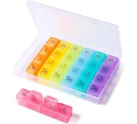 Pilulier Semainier,7 Jours Pilulier 4 Fois Matin Midi Soir Nuit,Pilulier Journalier Avec 28 Compartiments Pour Vitamines,Suppléments Et Médicaments-Colorée