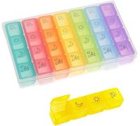 Pilulier Semainier 7 Jours Semaine Matin Midi Soir Pillulier 28 Compartiments Medicament Journalier Pill Box Portabilité Boite Medicaments Rangement Pour Vitamines Suppléments (Coloré)