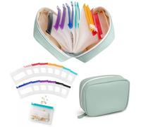 Pilulier Semainier, Ensemble De Piluliers A8 Étanche Avec 14 Pochettes à Code Couleur, Portable Pillulier Voyage Avec Fermeture Éclair, Grande Capacité Réutilisable Boite Medicaments 7-14 Jours (Vert)