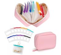 Pilulier Semainier, Ensemble De Piluliers A8 Étanche Avec 14 Pochettes à Code Couleur, Portable Pillulier Voyage Avec Fermeture Éclair, Grande Capacité Réutilisable Boite Medicaments 7-14 Jours (Rose)