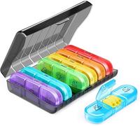 Pilulier Semainier Français 7 Jours - Pilulier Journalier 3 Fois Matin, Midi et Soir - Boîte Médicaments 3 Compartiments Multicolores - pour Vitamines, Suppléments et Médicaments