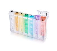 Pilulier Semainier Français Matin Et Soir, 7 Jours Pilulier Avec 28 Compartiments - Portable Boîte à Pilules de Voyage - Grands Compartiments pour Pilules Vitamines Huiles de Poisson Blancs