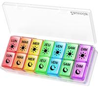 Pilulier Semainier Français Matin Et Soir,Grand Pilluliers Medicaments 7 Jours 2 Compartiments Pilulier Hebdomadaire 2 Fois Par Jour (Multicolore)