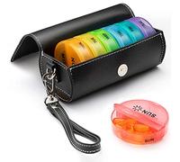 Pilulier Semainier Français Matin Et Soir Pilulier 7 Jours 14 Compartiments Rond Multicolore Pilulier Portable Pilulier Hebdomadaire Grande Boîte à Pilules pour Capsules, Huile de Poisson, Vitamines