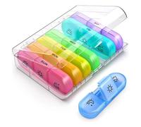 Pilulier Semainier Français Matin et Soir, Piluliers Medicaments 7 Jours 21 Compartiments, de Grande Capacite pour Poche ou Poche de Pantalon, pour Vitamines, Suppléments et Médicaments (Multicolore)